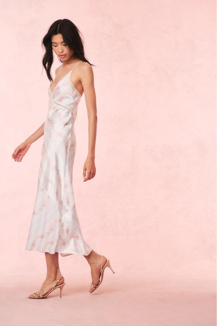 Ermon Satin Floral Slip Dress Product Image