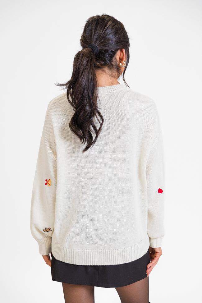 Magic Of The Holidays Cream Embroidered Sweater FINAL SALE Product Image