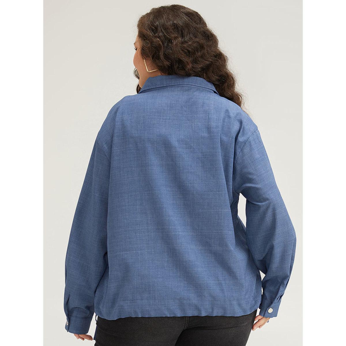 Plus Size Plain Flap Pocket Zipper Lapel Collar Coat Women Stone Casual Plain Ladies Dailywear Winter Coats BloomChic 14-16/1X Product Image