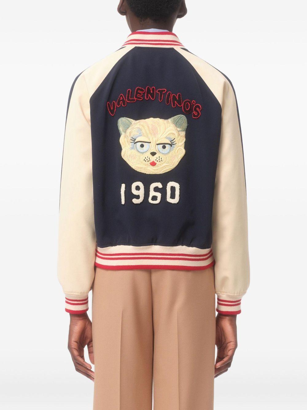 VALENTINO La Chat De La Maison Wool Bomber Jacket In Black Product Image