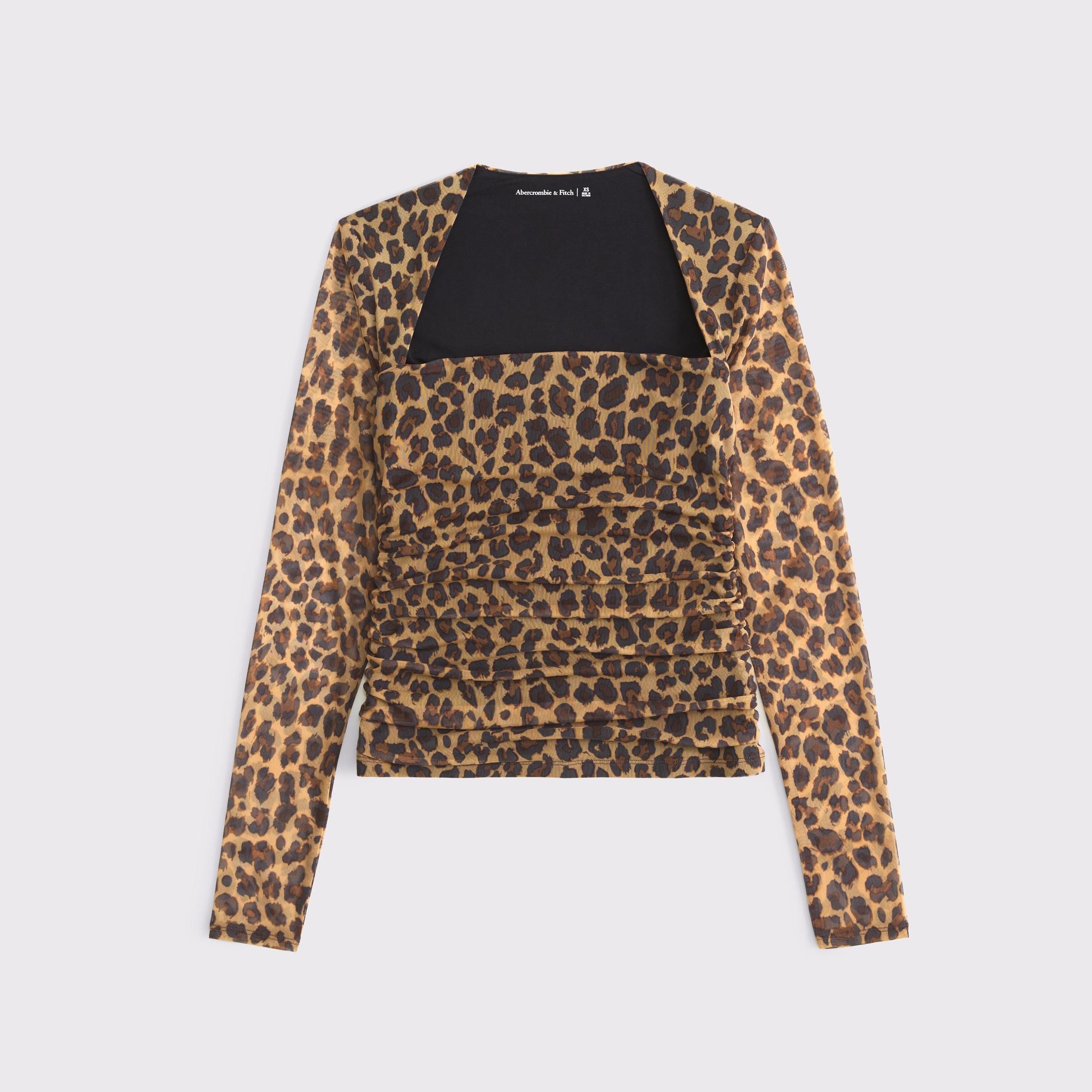 The A&F Ava Long-Sleeve Mesh Top Product Image