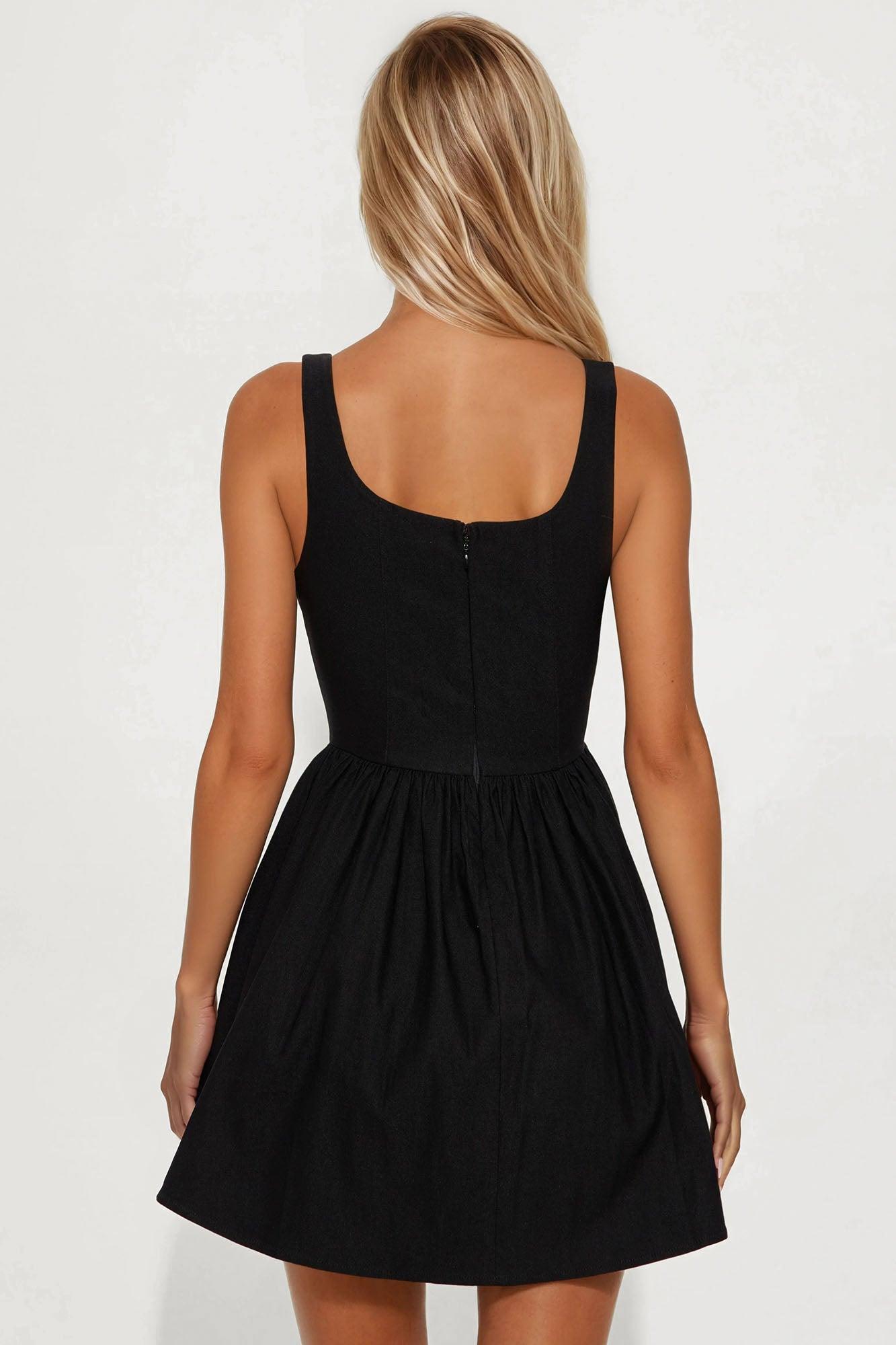 Valentine Twill Mini Dress - Black Product Image