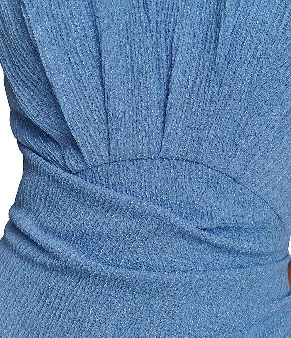 Donna Karan Crew Neck Sleeveless Ruched Midi Dress Product Image