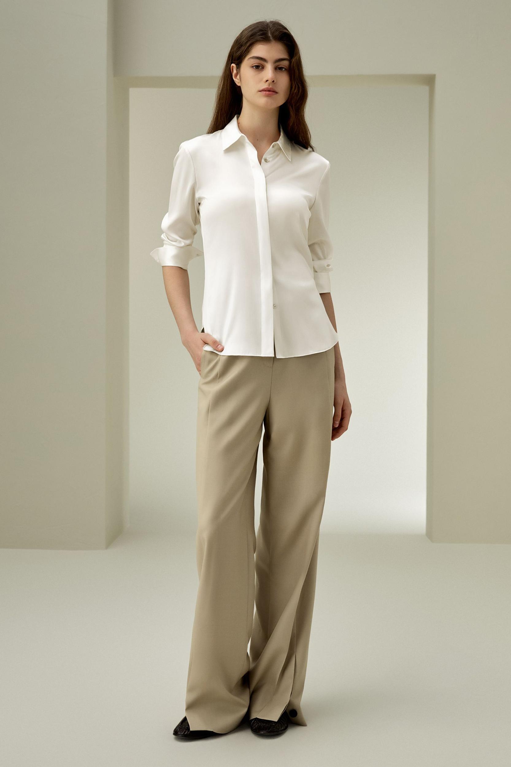 Elegant Silhouette Silk Shirt Product Image