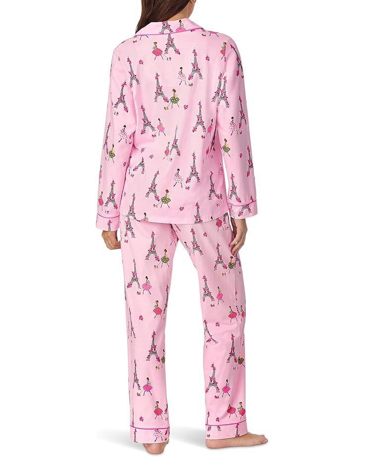 Cotton Knit Long Sleeve Notch Collar Pj Set Product Image