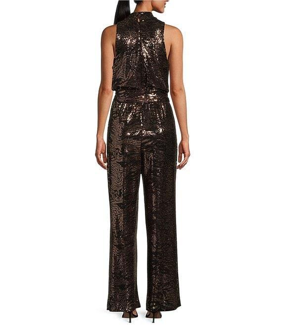 Marina Halter Neck Sleeveless Disco Dot Jumpsuit Product Image