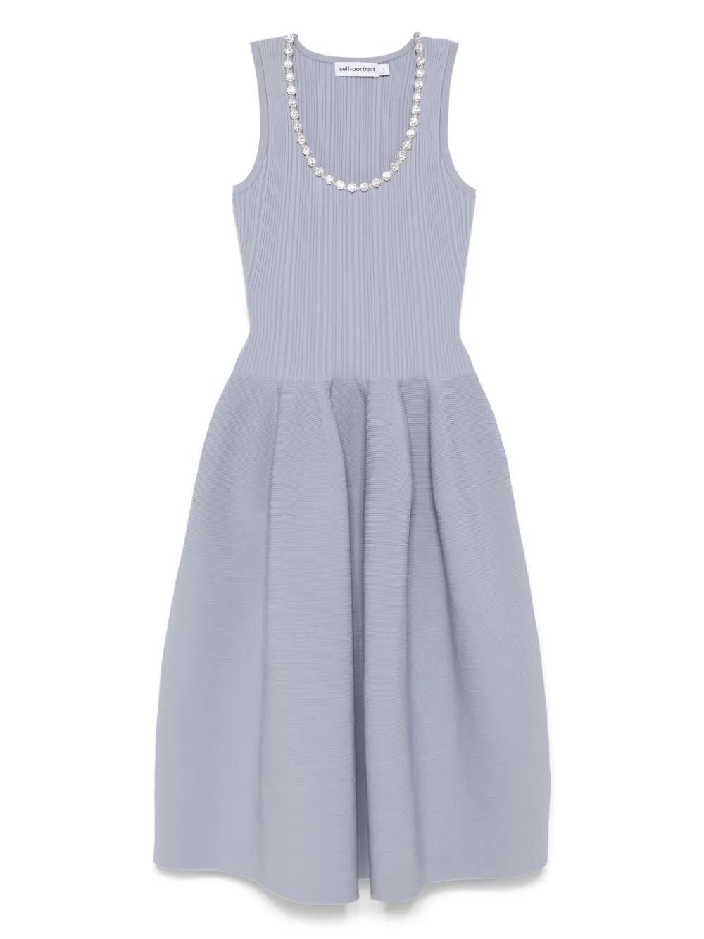 rhinestone-embellished ribbed midi dress Product Image