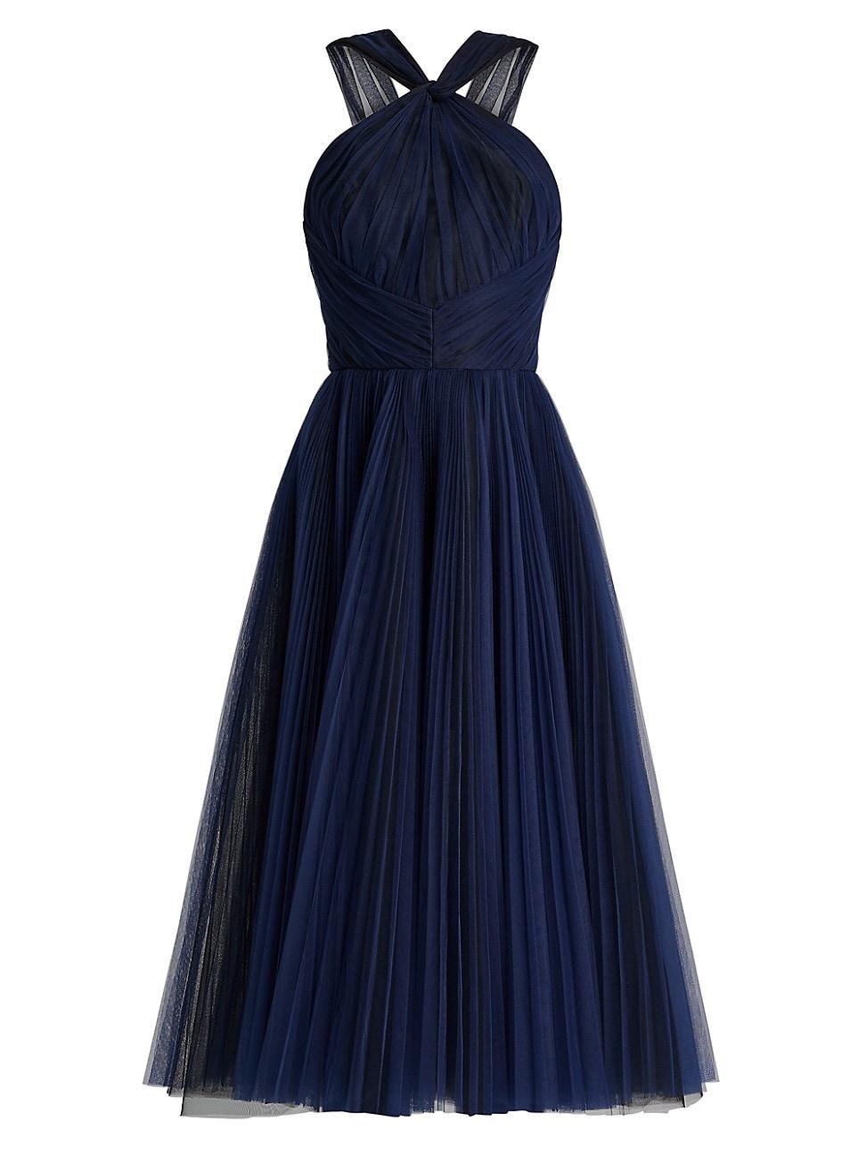 Womens Pleated Tulle Midi-Dress Product Image