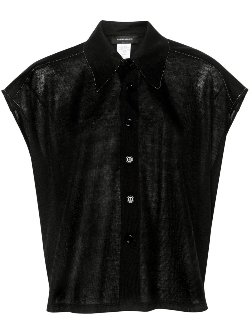 FABIANA FILIPPI Fine-knit Sleeveless Shirt In Black Product Image