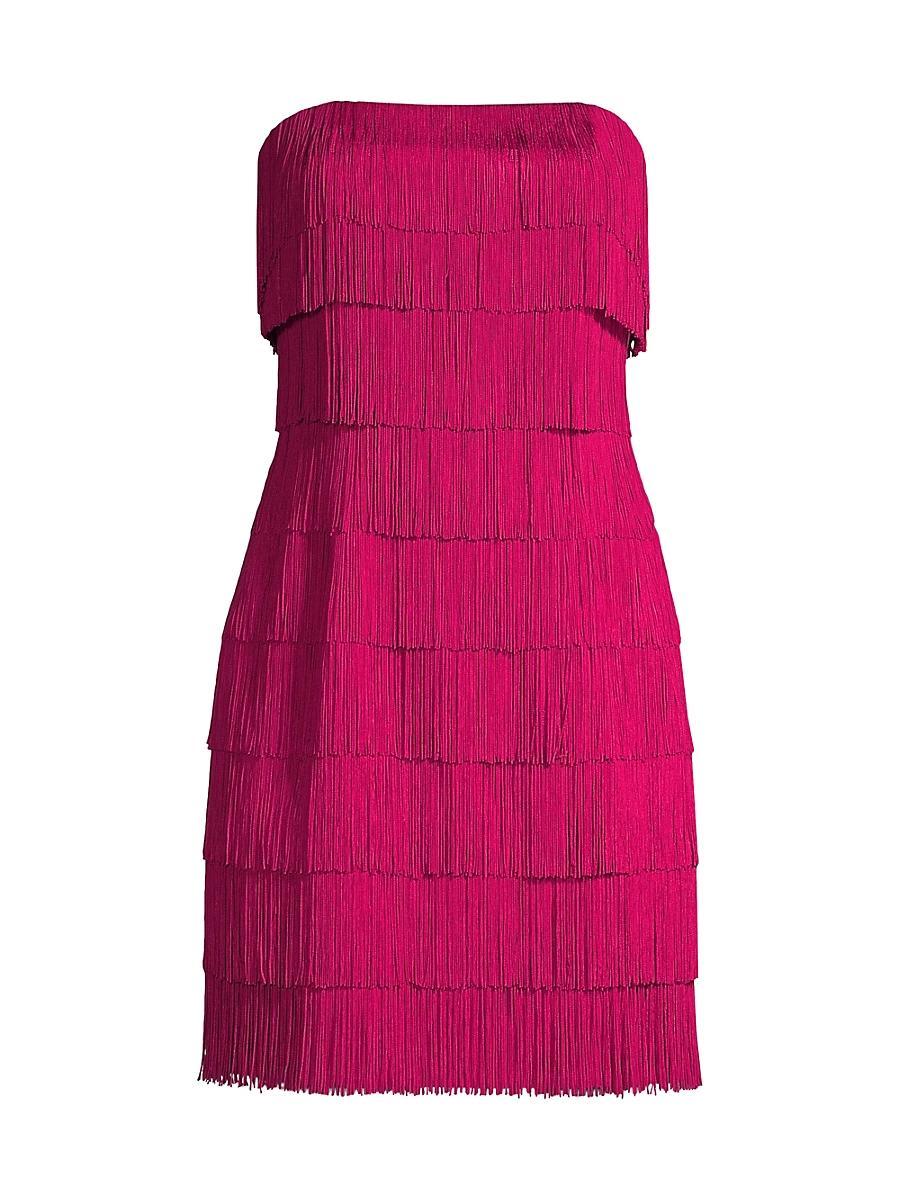 Womens Tiered Fringe Strapless Minidress Product Image