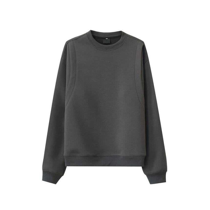 Long-Sleeve High Neck Plain Sweatshirt Product Image