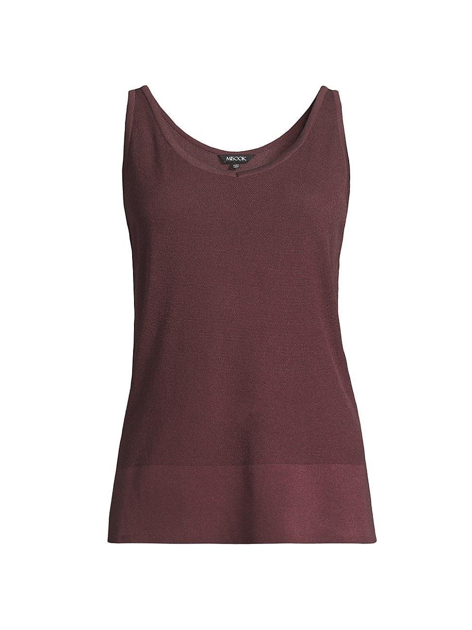 MISOOK Soft Knit Double V-Neck Sleeveless Side Slit Tank Top Product Image