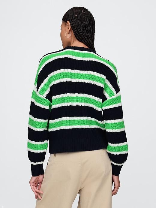 100% Cotton Shaker-Stitch Crewneck Sweater Product Image