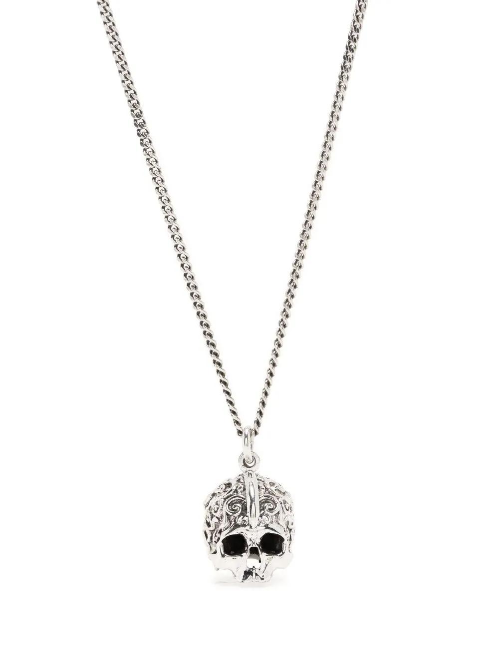 EMANUELE BICOCCHI Halskette Mit Arabesque-totenkopf In Sterling Silver Product Image