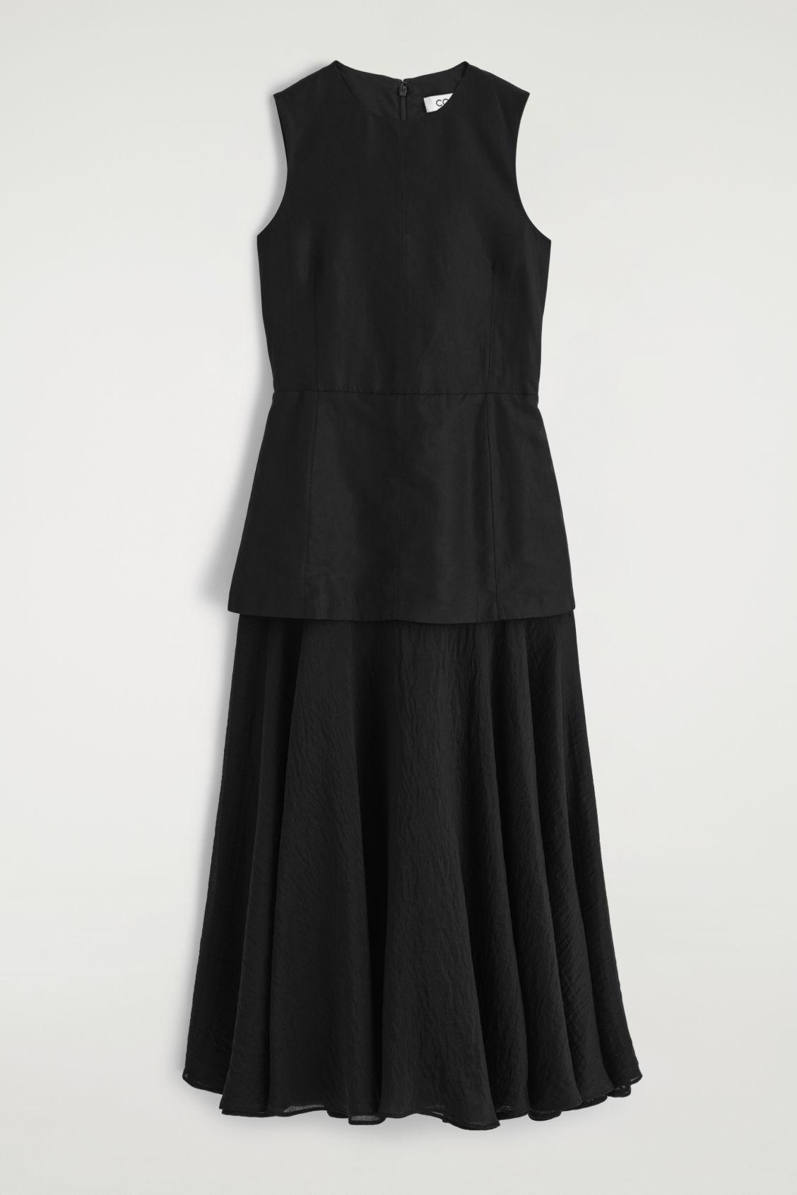 LAYERED PEPLUM MIDI DRESS Product Image