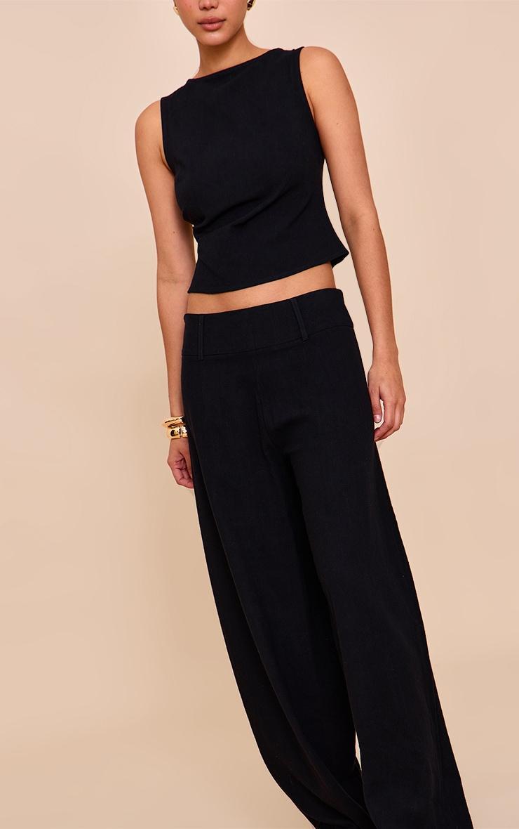  Black Mid Rise Barrel Tailored Pants Product Image
