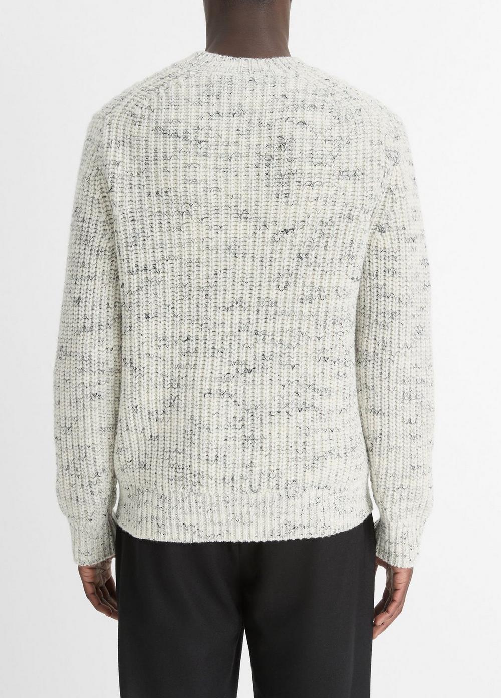 Mens Super Space-Dye Wool Crew Neck Sweater, Heather White, Size L Vince Product Image