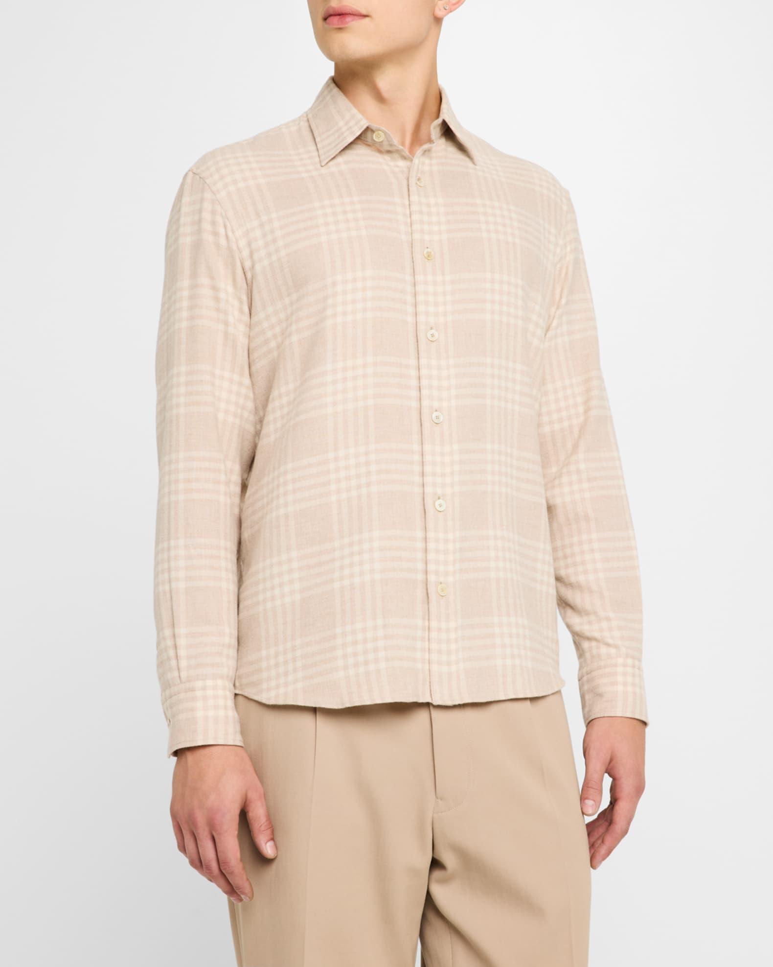 Men's Cotton Plaid Casual Button-Down Shirt Product Image