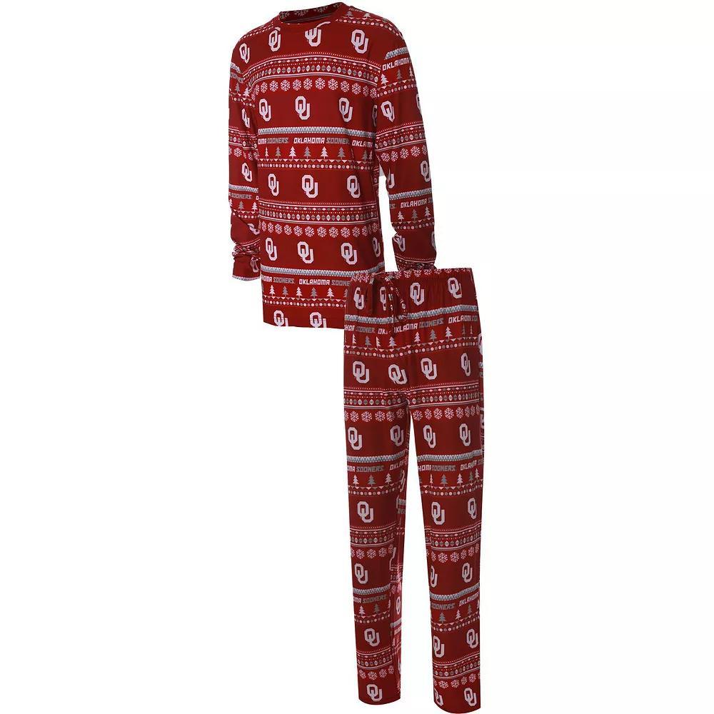 Men's Concepts Sport Crimson Oklahoma Sooners Ugly Sweater Knit Long Sleeve Top and Pant Set, Size: XL, Red Product Image