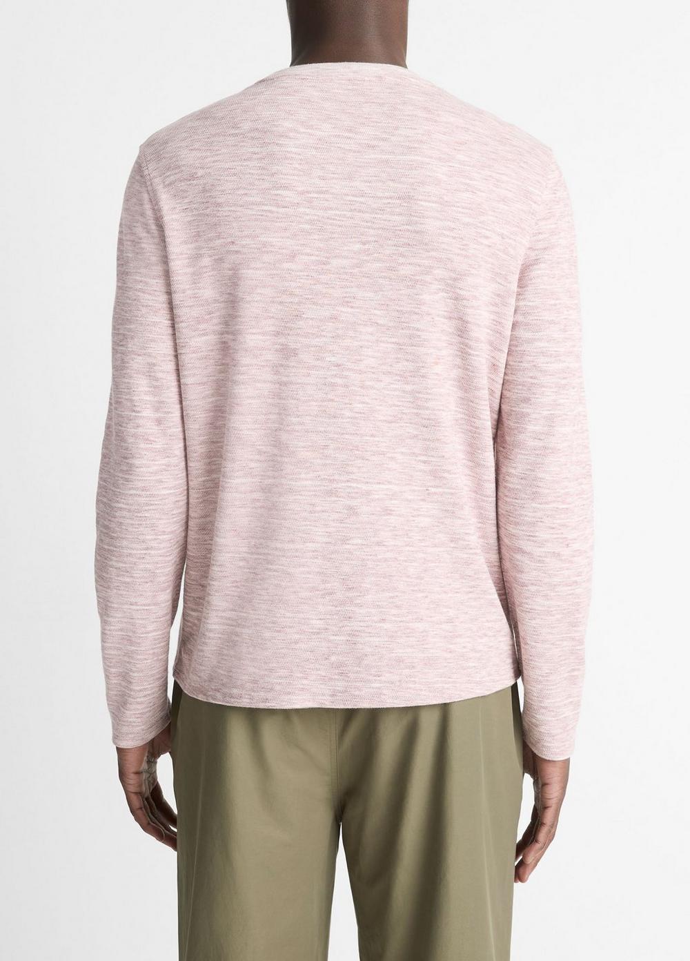 Mens Space-Dye Cotton-Blend Long-Sleeve T-Shirt, Black/off White, Size XL Vince Product Image