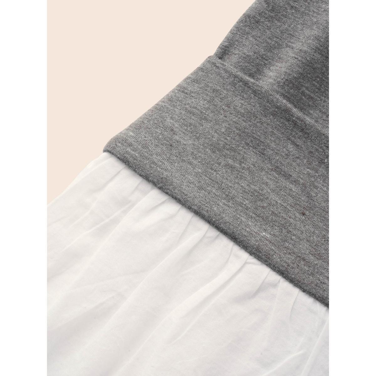 Plus Size Contrast Patchwork Hooded Sweatshirt Dress Mediumgray Women Casual Contrast Hooded Long Sleeve Curvy BloomChic 26/4X Product Image