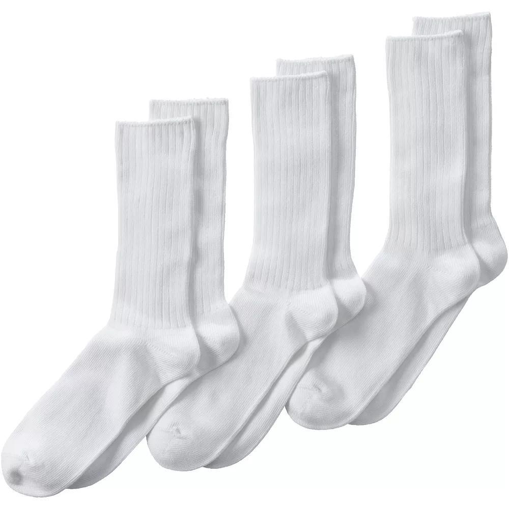 Men's Lands' End Crew Socks 3-Pack, Size: XS, White Product Image