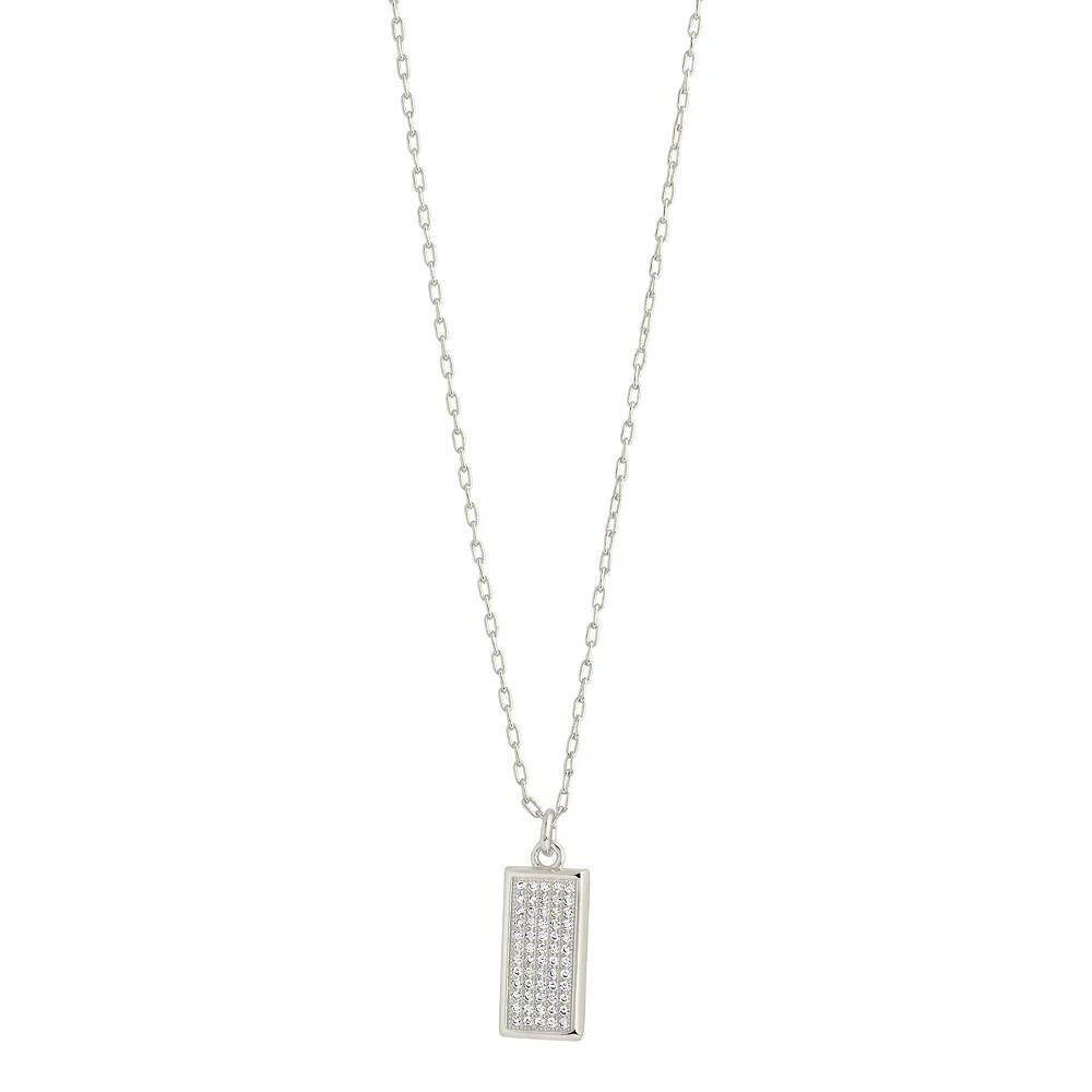 MC Collective Cubic Zirconia Vaylen Rectangular Pendant Necklace, Women's, Size: 16", Silver Tone Product Image
