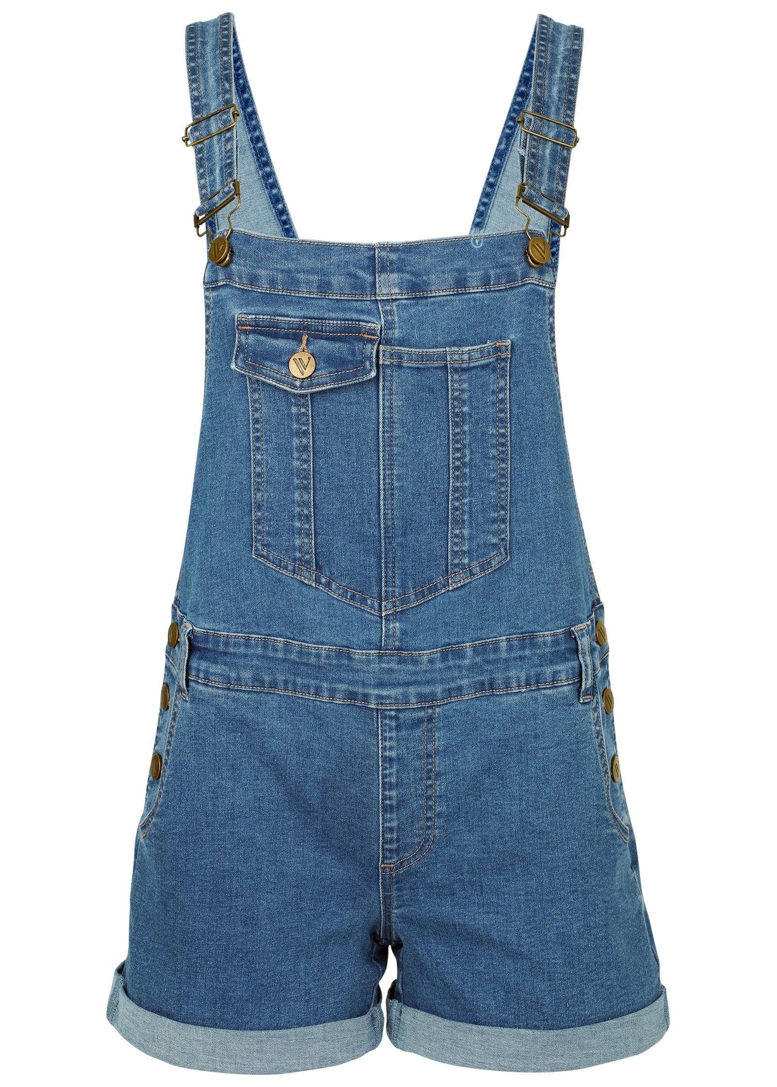 V-Back Denim Overalls - Medium Wash Product Image