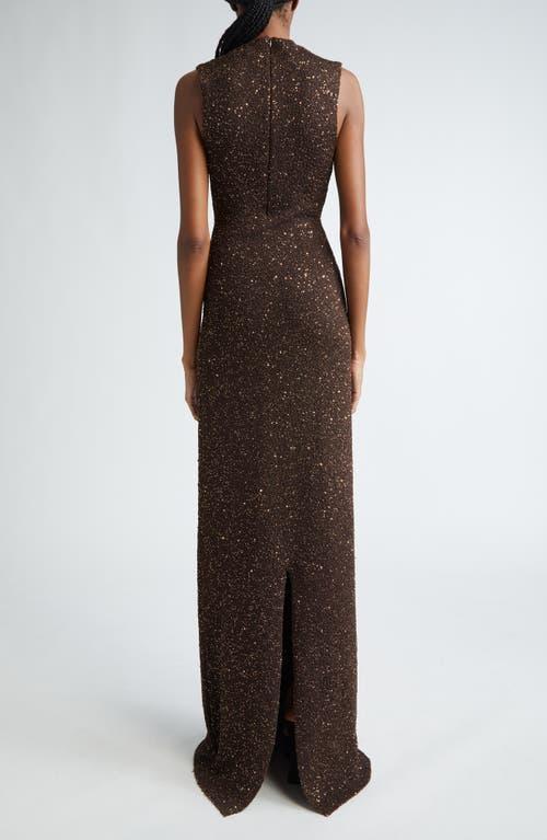 LELA ROSE Sequin Embellished Column Gown In Chestnut Product Image