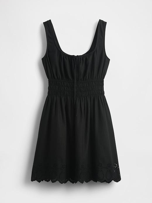 Linen-Blend Smocked Mini Dress Product Image