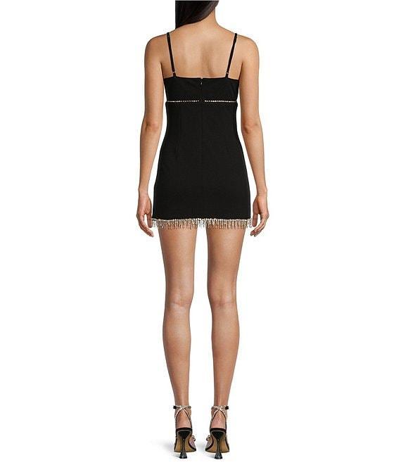 Lulus V-Neck Rhinestone Fringe Mini Dress Product Image