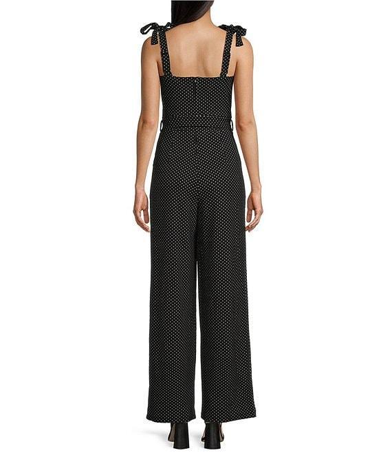 Honey and Rosie Dotted Scuba Crepe Sweetheart Neck Jumpsuit Product Image