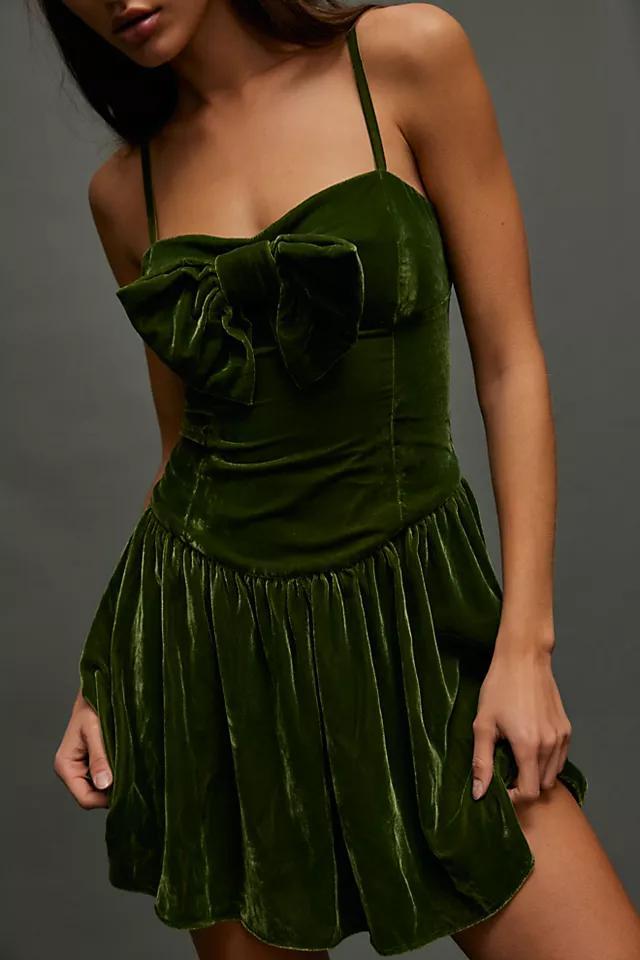 For Love & Lemons Martini Olive Velvet Mini Dress Product Image