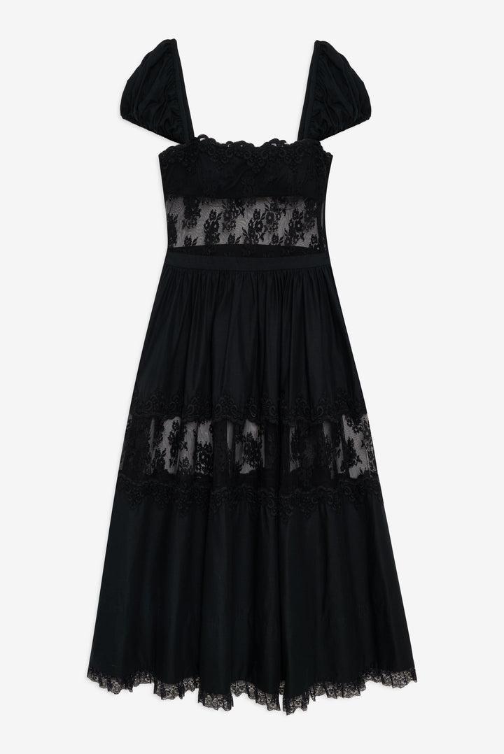 Liya Lace Midi Dress — Black Product Image