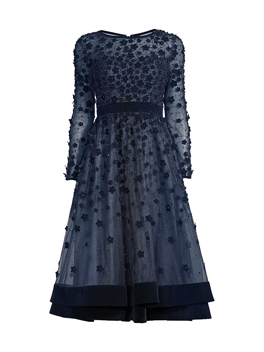 Womens Floral Appliqu Tea Dress Product Image