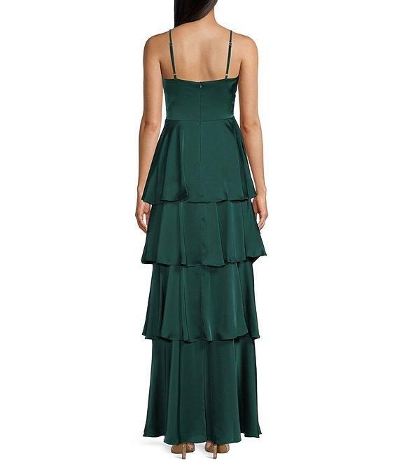 Next Up Scoop Neck Sleeveless Spaghetti Strap Tiered Ruffle Dress Product Image