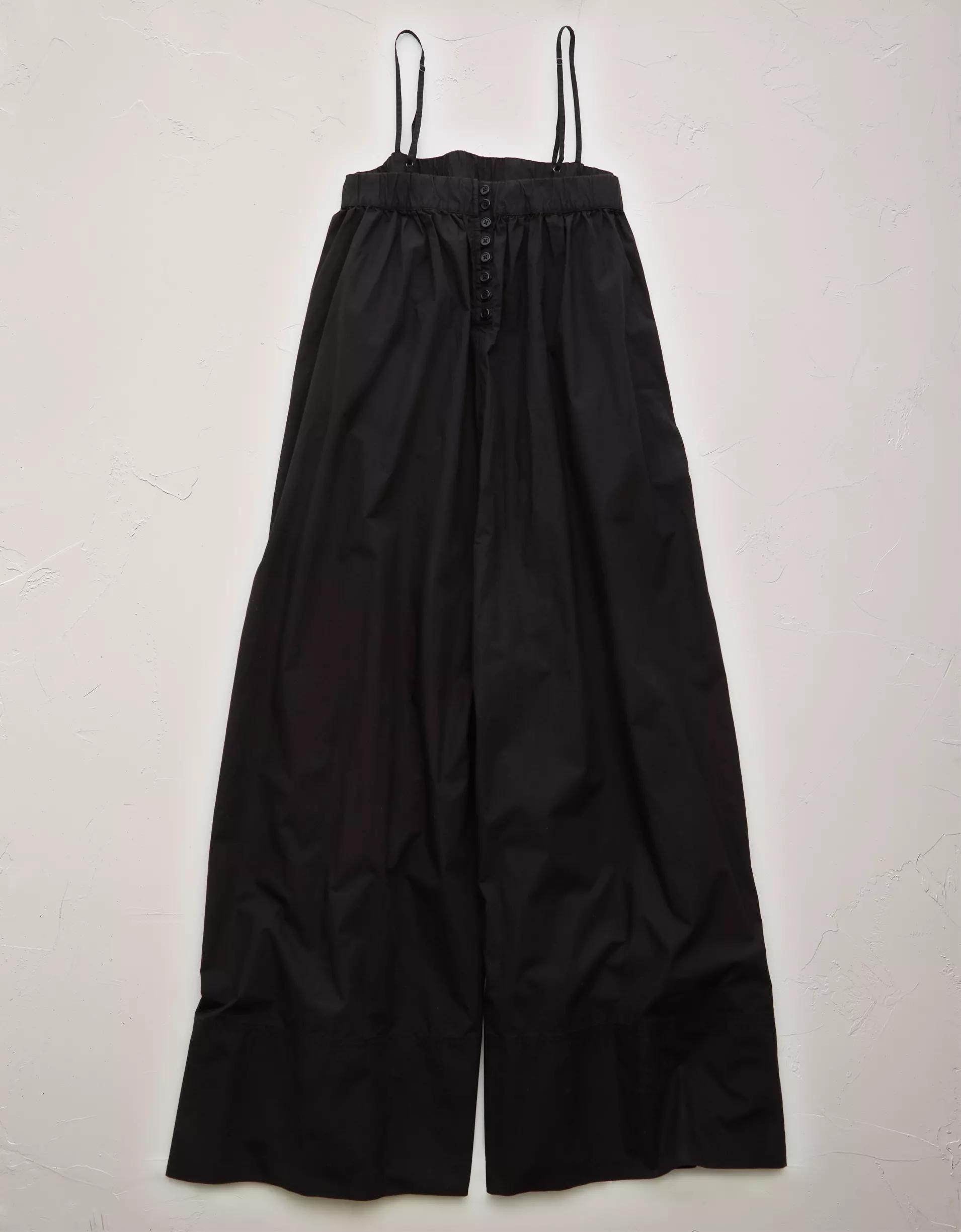 AE77 Premium Wide-Leg Cropped Poplin Jumpsuit Product Image