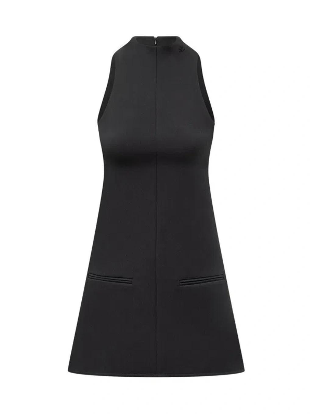 COURRÈGES Sleeveless Twill A-line Dress In Nero Product Image