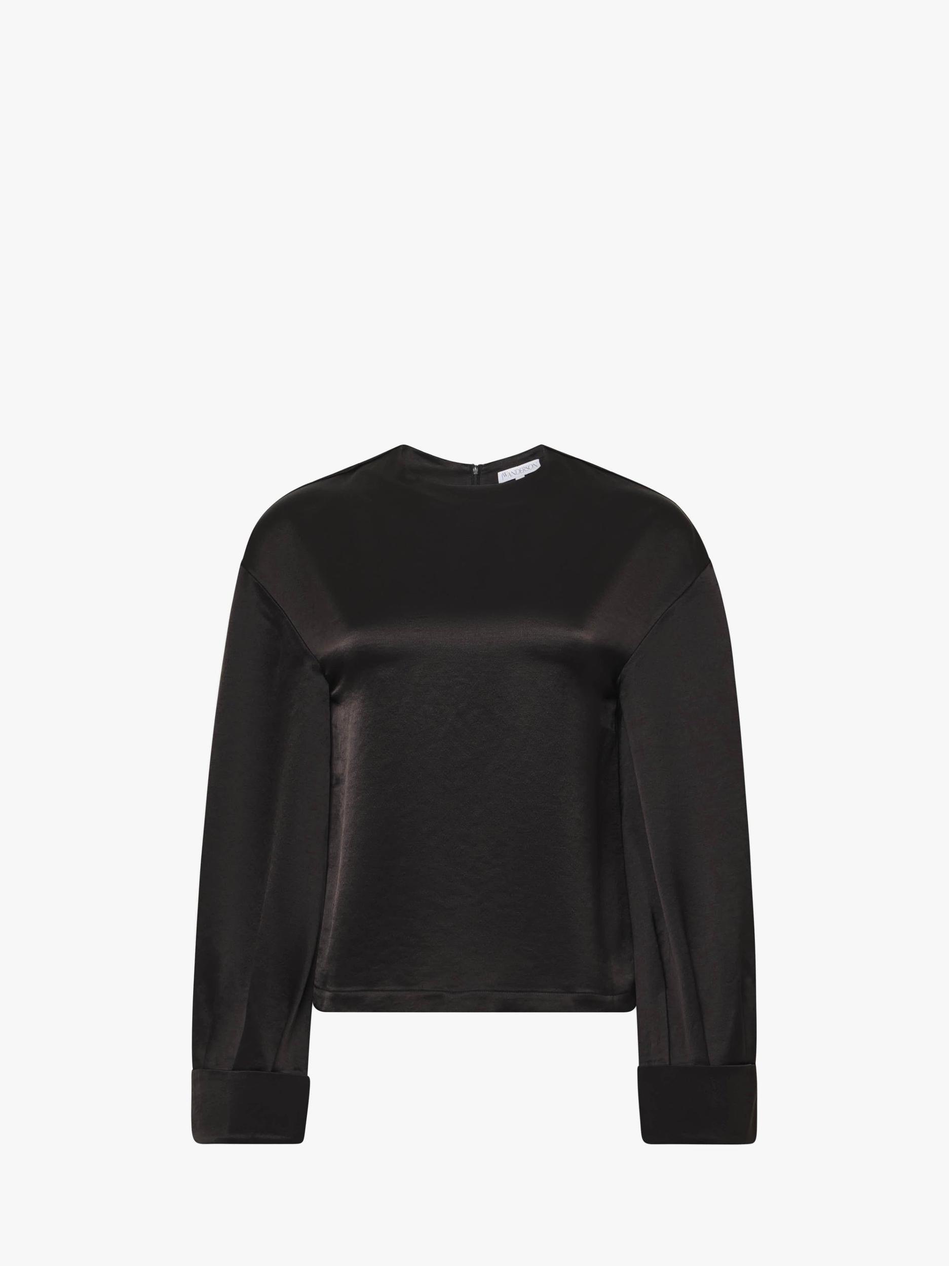 TWISTED SLEEVE SATIN TOP Product Image