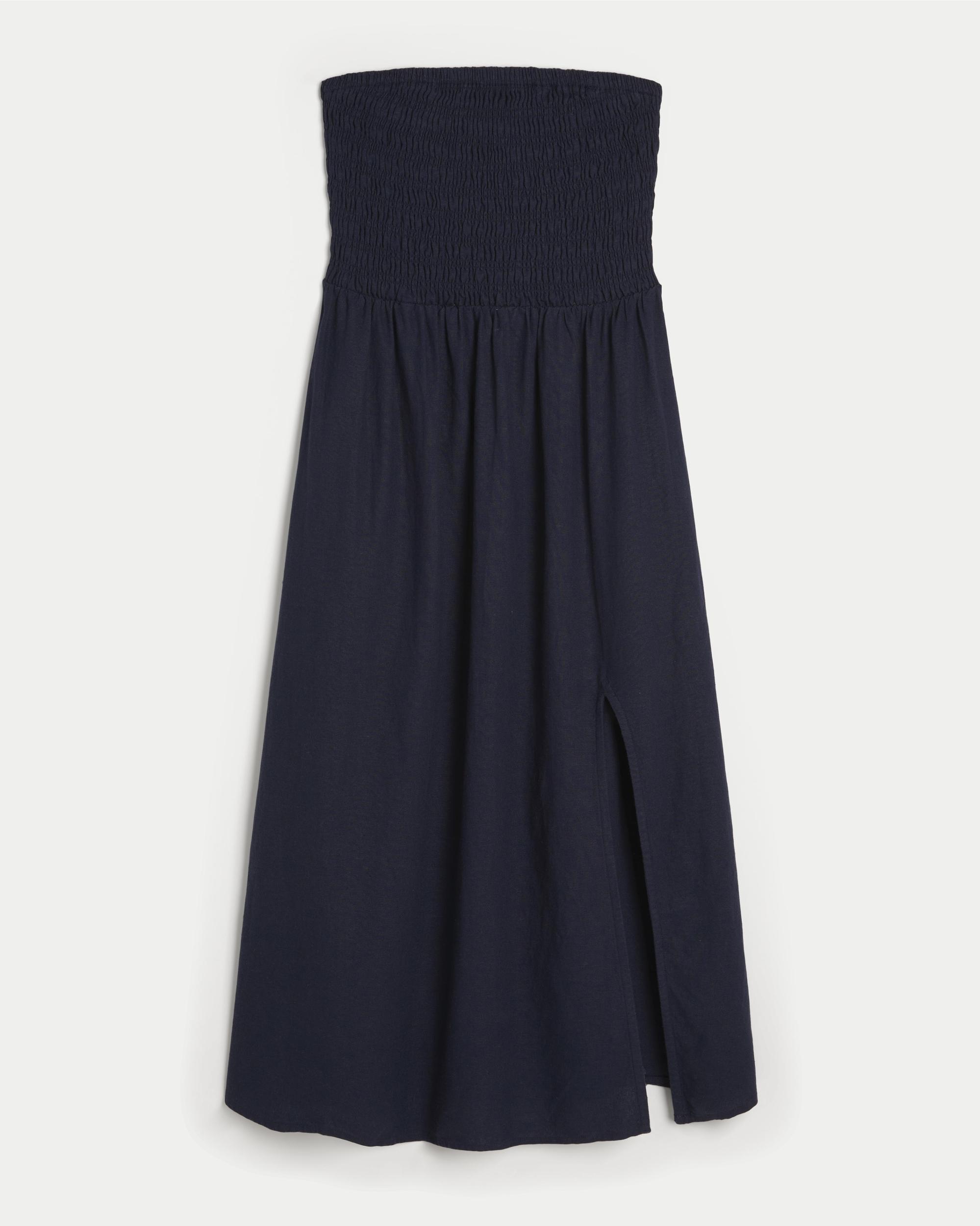 Strapless Linen-Blend Midi Dress Product Image