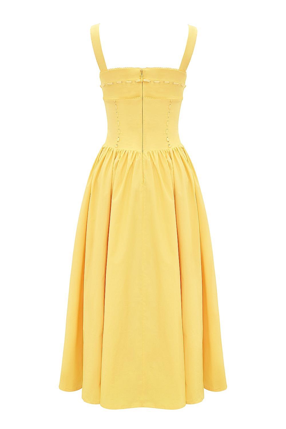 Vivien Apricot Cotton Midi Sundress Product Image