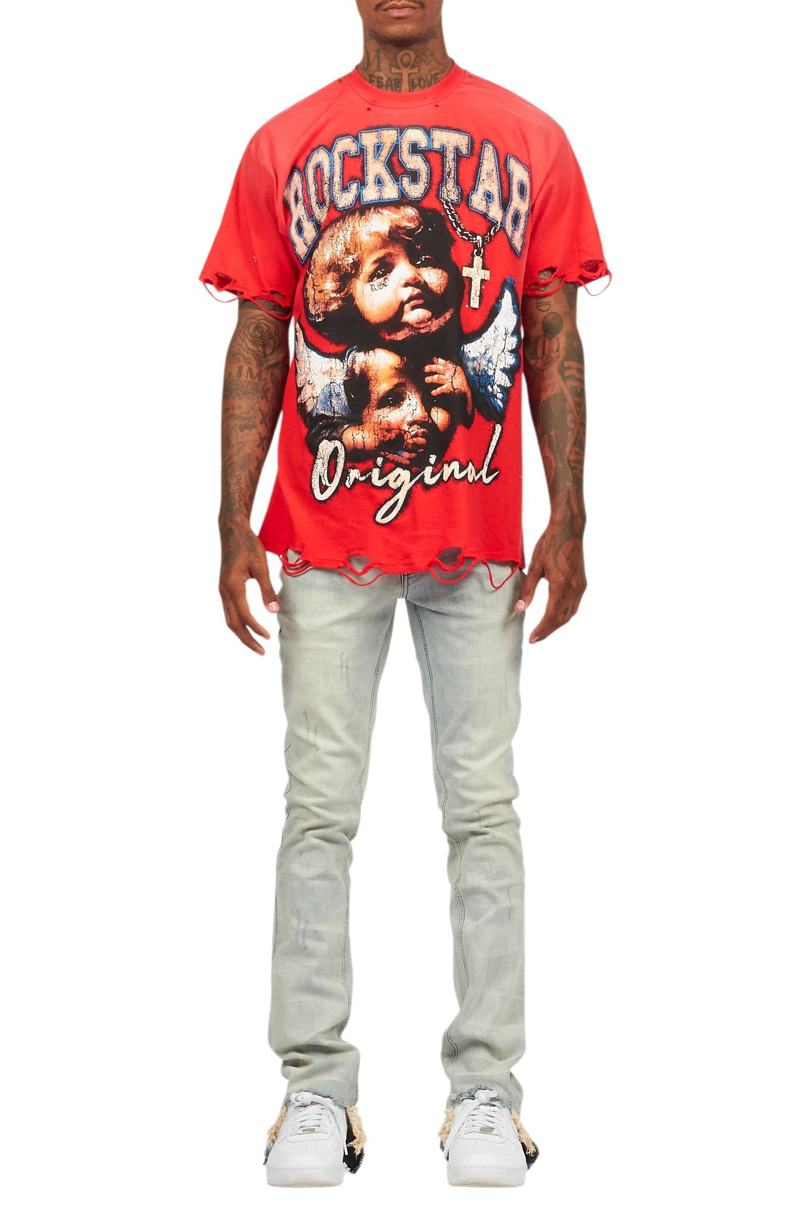 Deiter Red Oversized Graphic T-Shirt Male Product Image