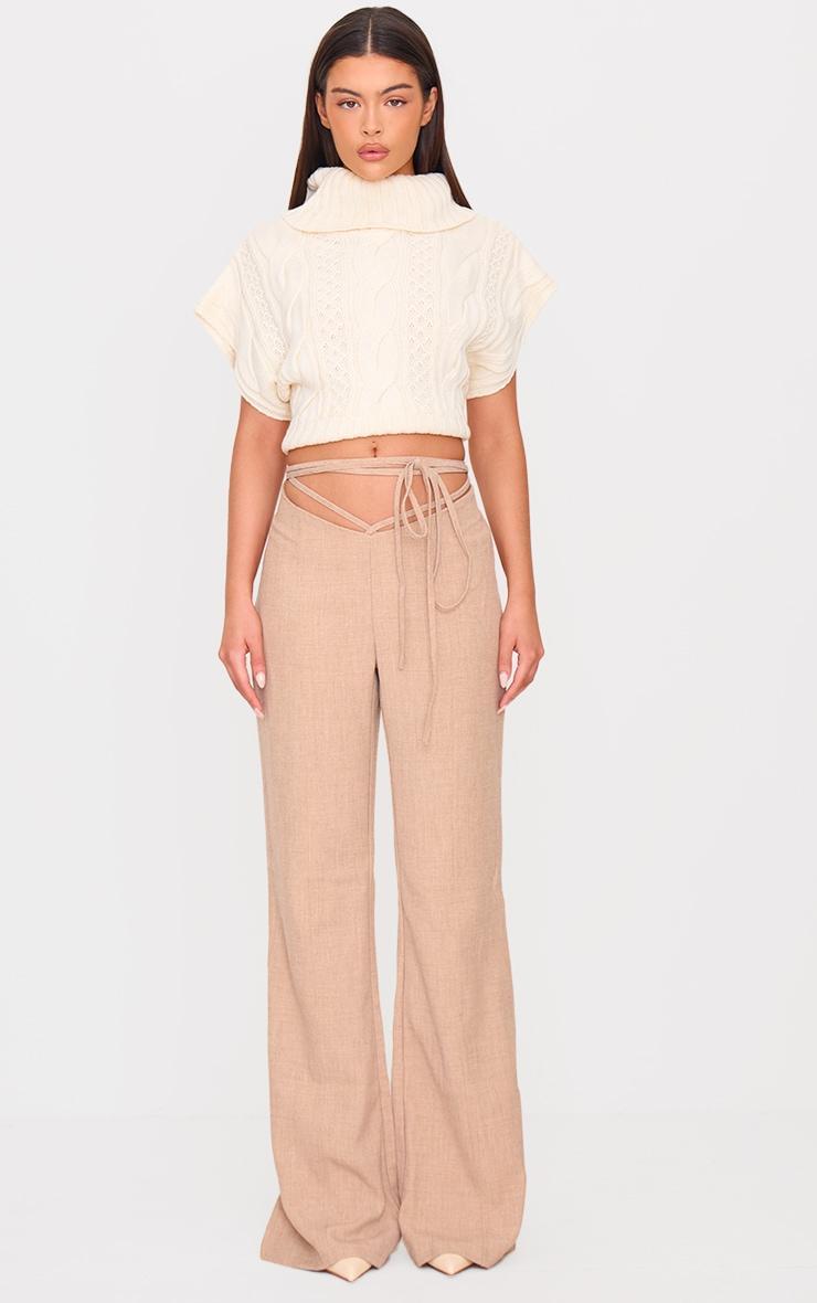 PLT Label Taupe Tie Waist Pants Product Image