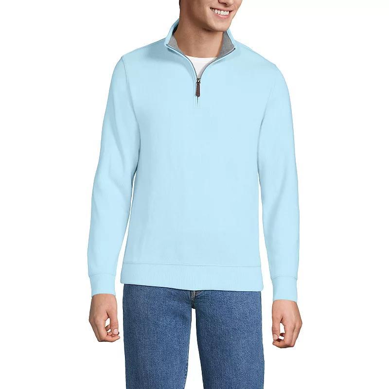 Men's Lands' End Bedford Regular-Fit Ribbed Quarter-Zip Pullover Sweater, Size: Large, Rain Blue Blue Product Image