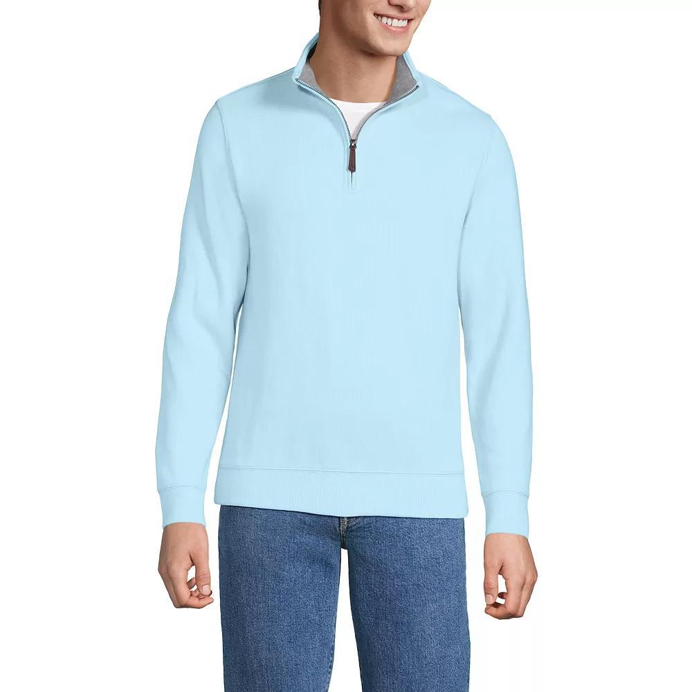 Men's Lands' End Bedford Regular-Fit Ribbed Quarter-Zip Pullover Sweater, Size: Large, Rain Blue Blue Product Image