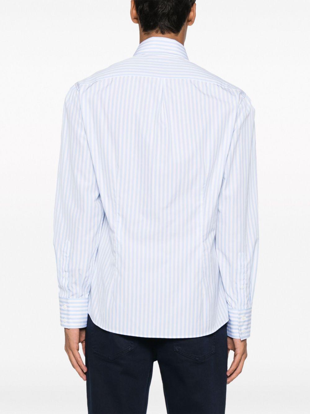 BRUNELLO CUCINELLI Striped Long-sleeved Shirt In Blue Product Image