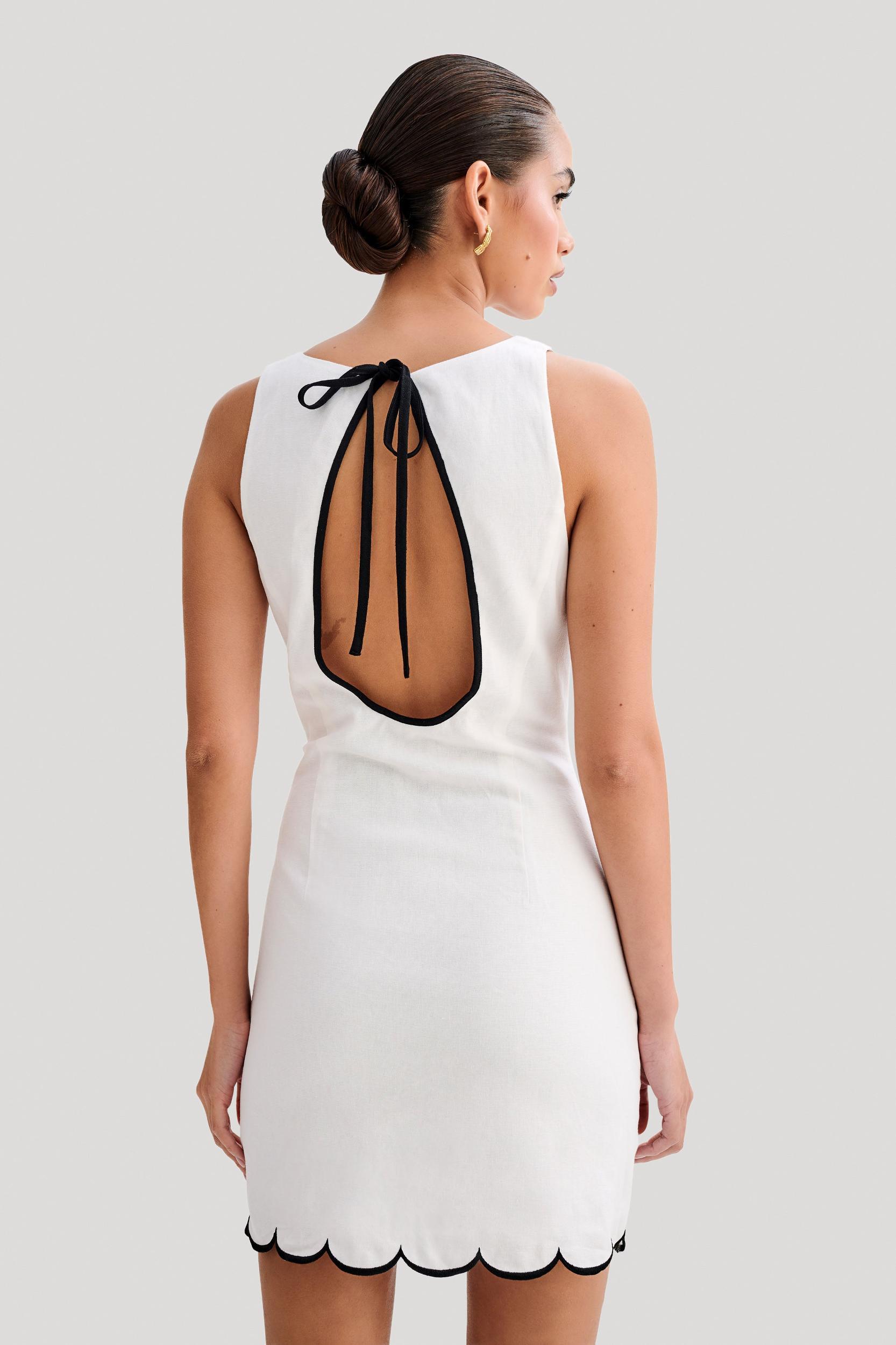 Sofiane Scalloped Linen Mini Dress - Ivory Product Image