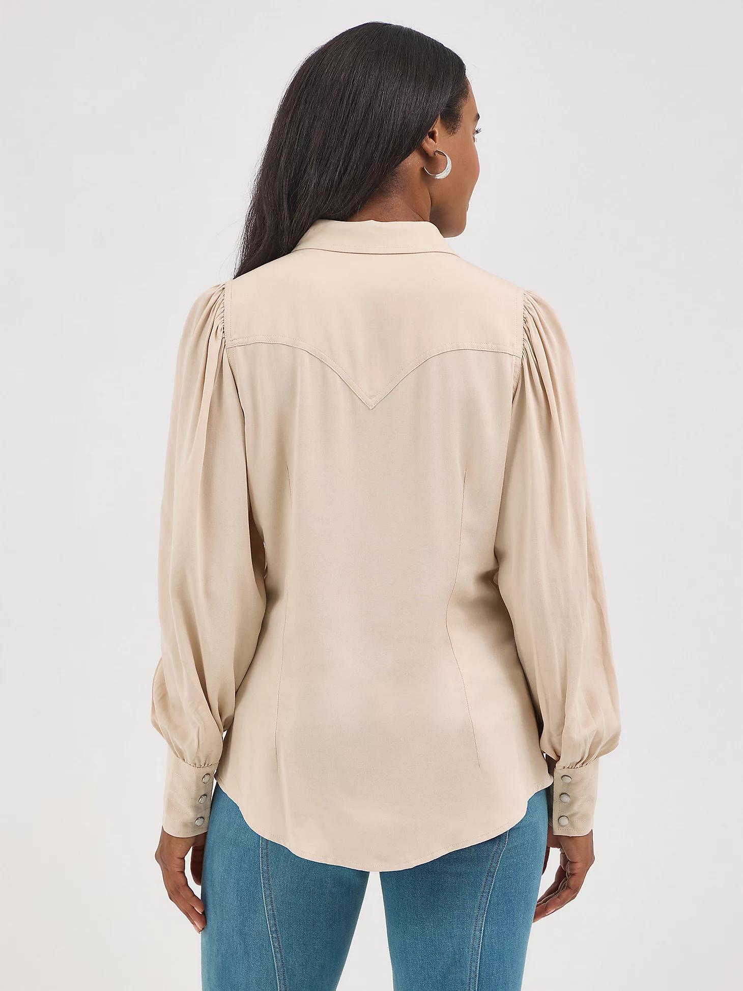 Women's Wrangler Poet Sleeve Western Shirt in Buff Product Image