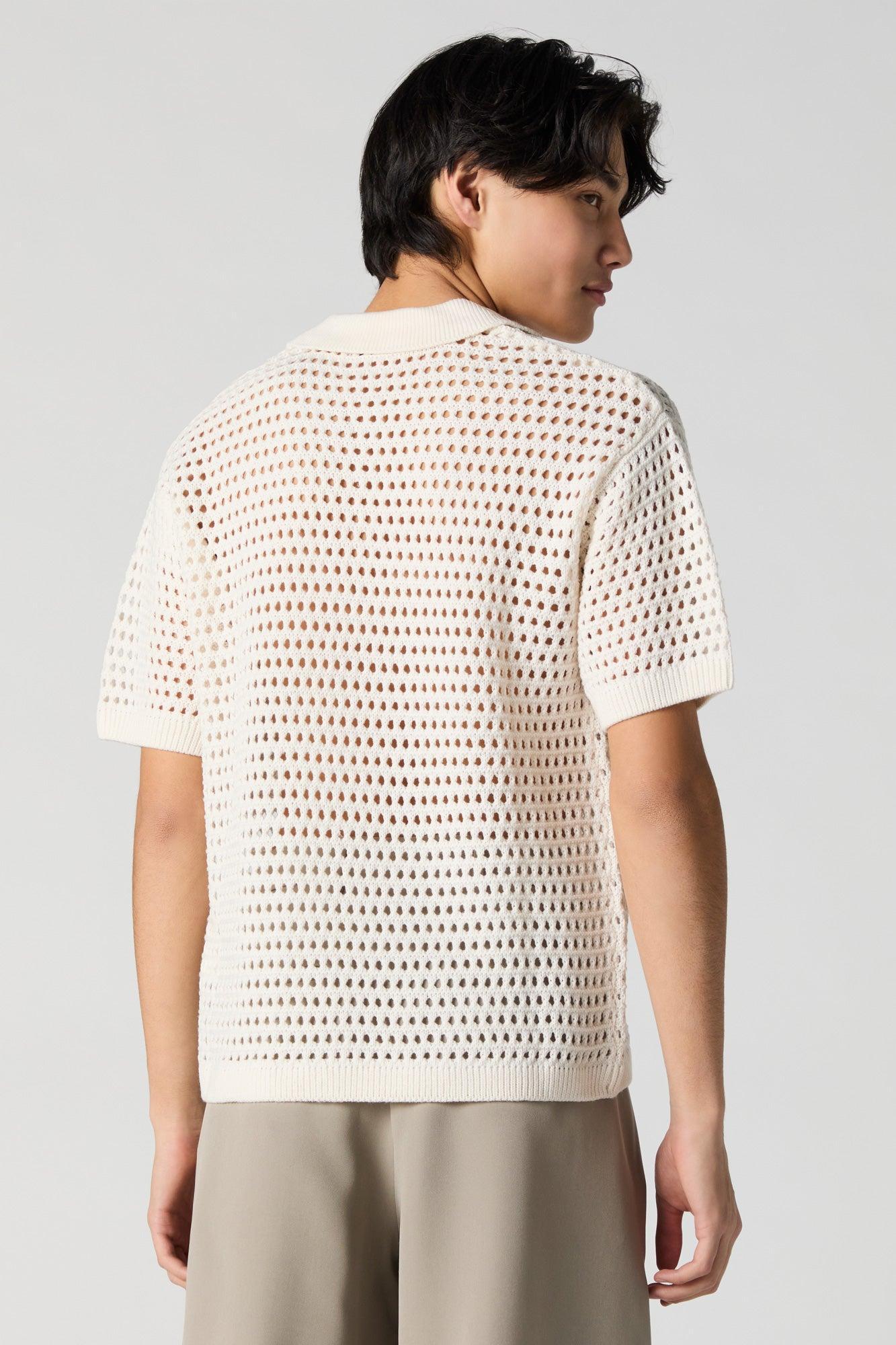 Open Knit Polo Top Male Product Image