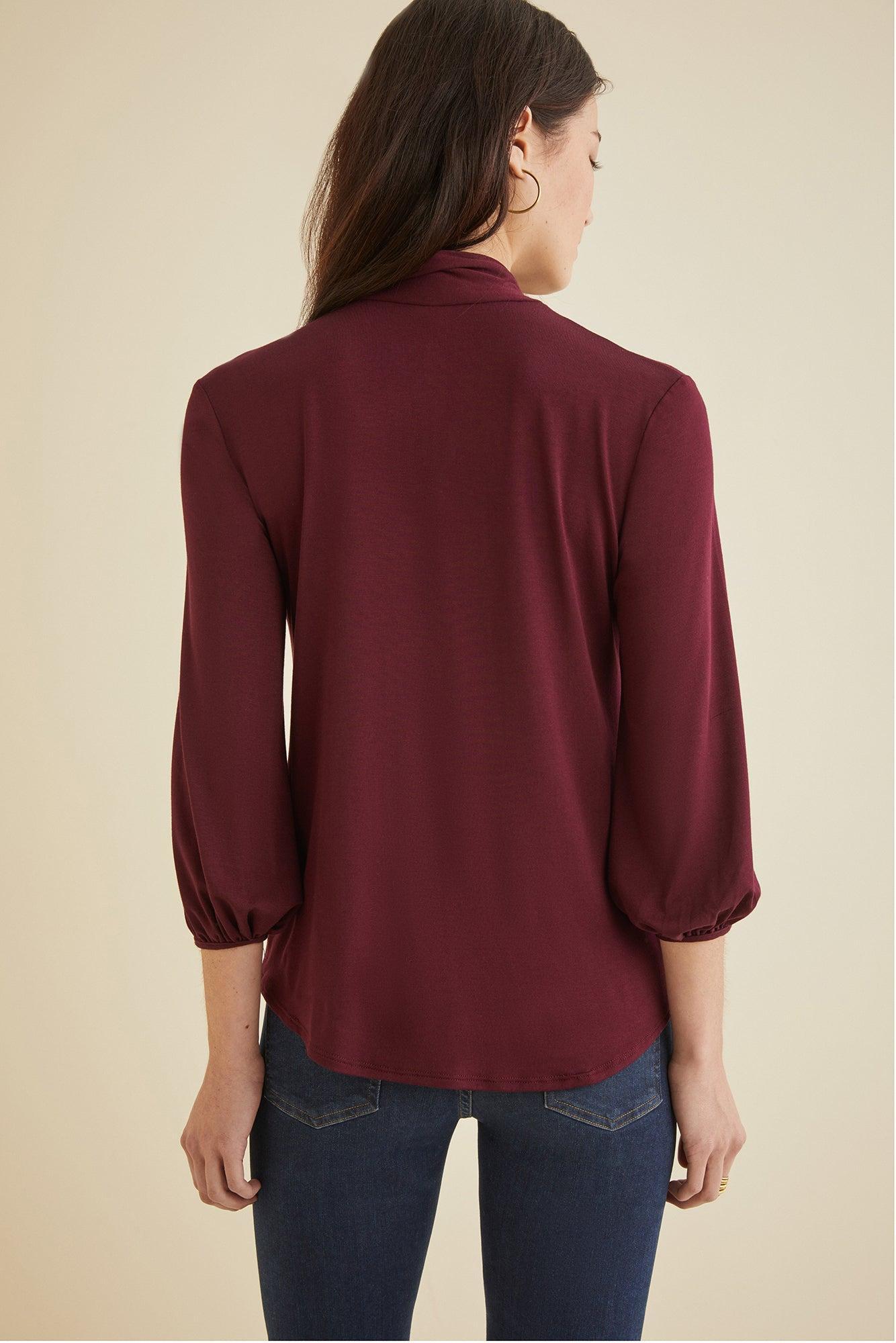 Reeta Tie Neck Top - Plum - ReAmour Product Image